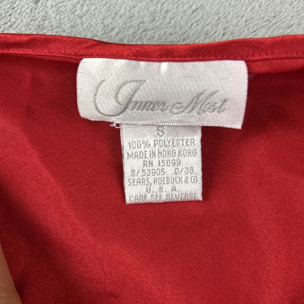 Vintage Inner Most Red Satin Slip Dress Small‎ Embroidery Lace Cut Out Feminine